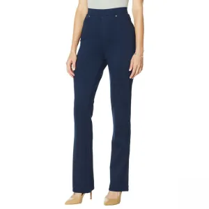 DG2 by Diane Gilman Women's Petite Solid Ponte Knit Boot Cut Pants