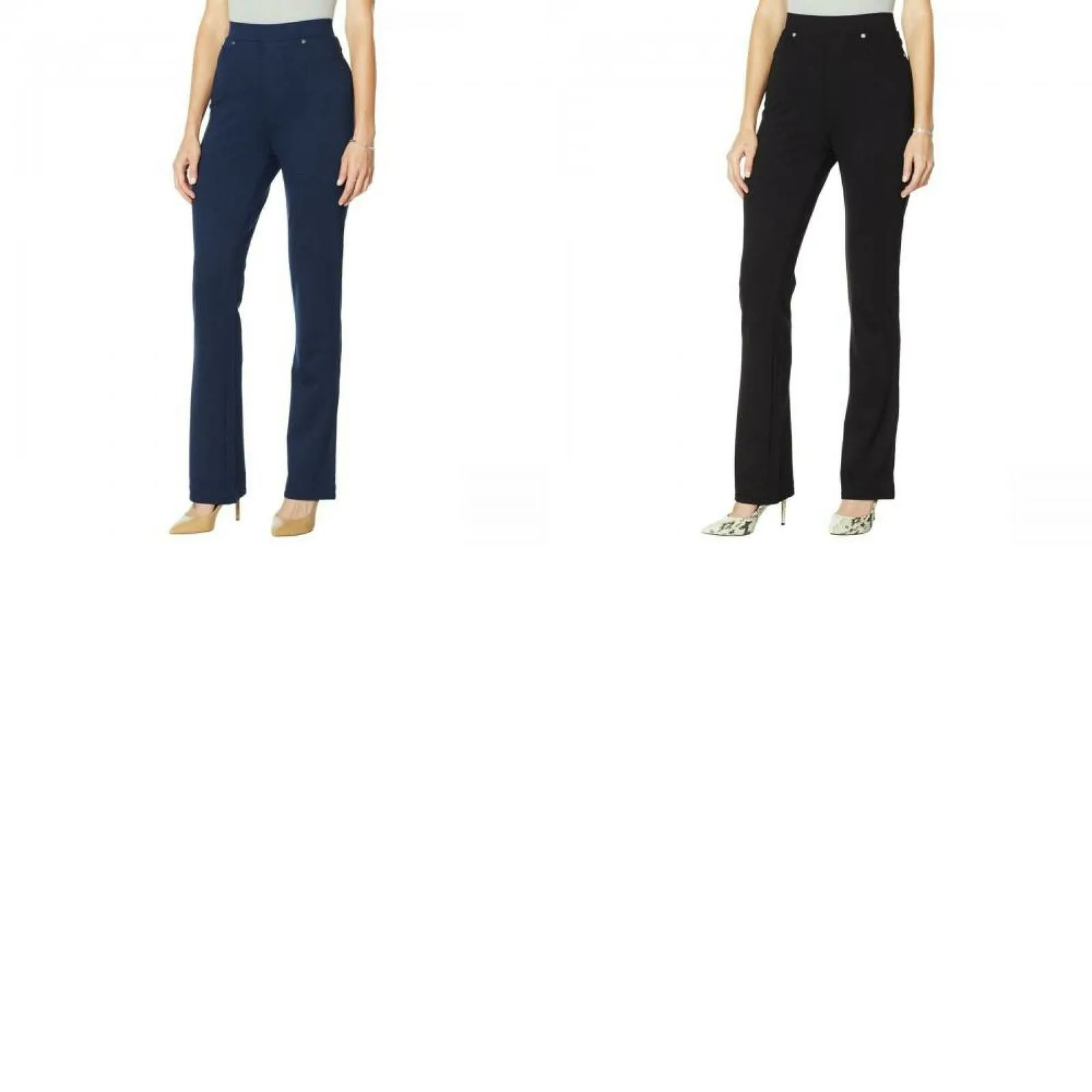 DG2 by Diane Gilman Women's Petite Solid Ponte Knit Boot Cut Pants