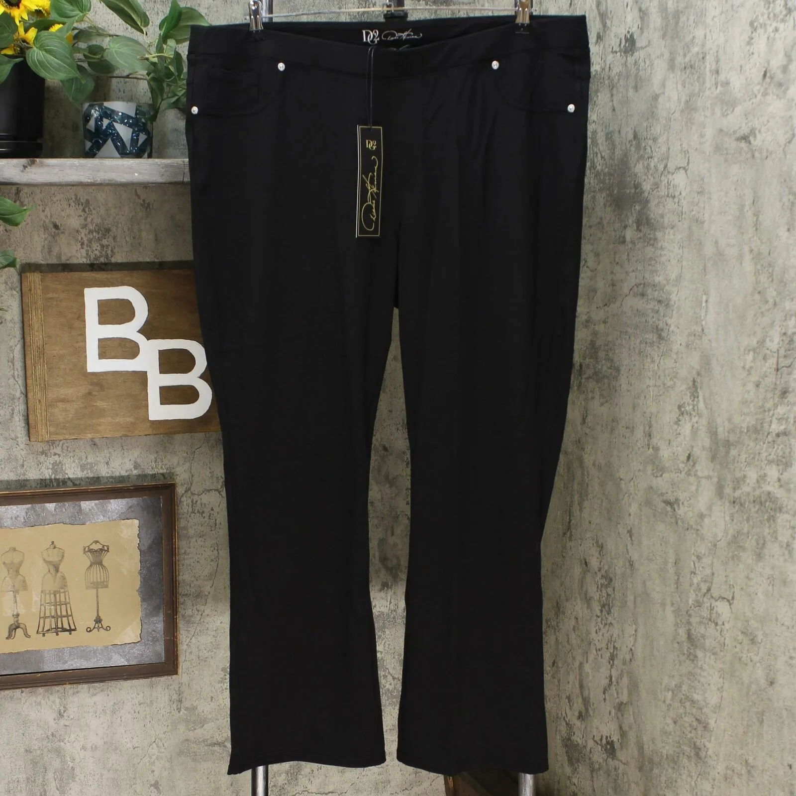 DG2 by Diane Gilman Women's Petite Solid Ponte Knit Boot Cut Pants