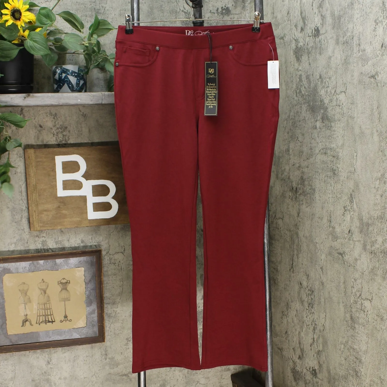 DG2 by Diane Gilman Women's Petite Solid Ponte Knit Boot Cut Pants