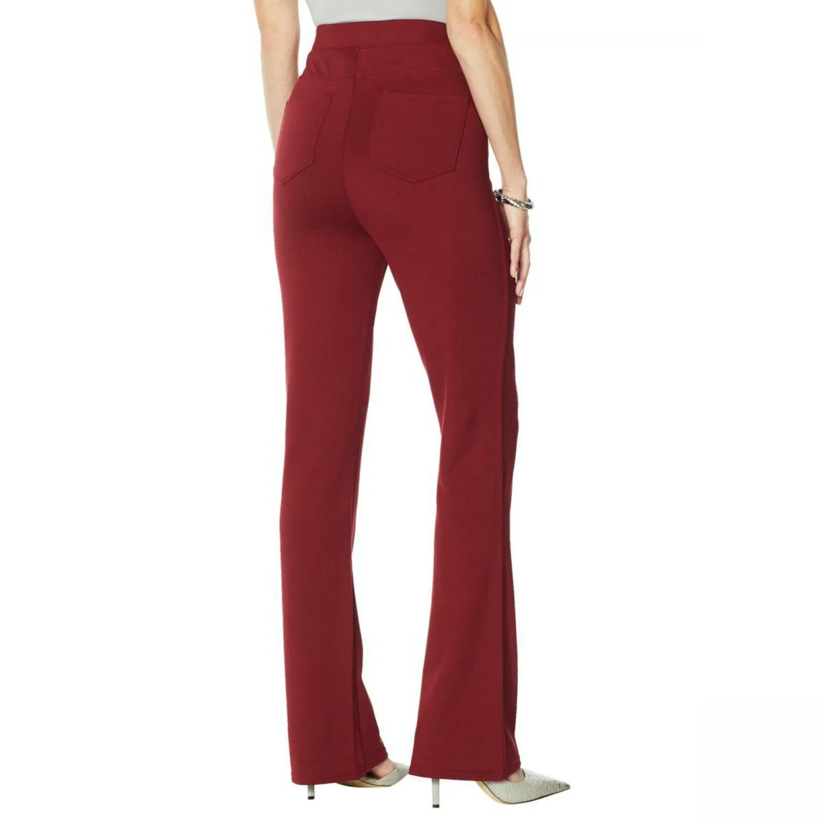 DG2 by Diane Gilman Women's Petite Solid Ponte Knit Boot Cut Pants