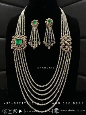 Diamond Panch Lada sath lada Diamond Layer Haram cocktail Jewelry Grooms Jewelry Indian wedding Jewelry 925 silver Jewelry - SHABURIS