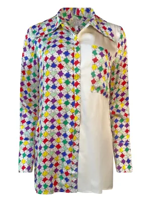 DIANA HOUNDSTOOTH SILK BLOUSE CANDY