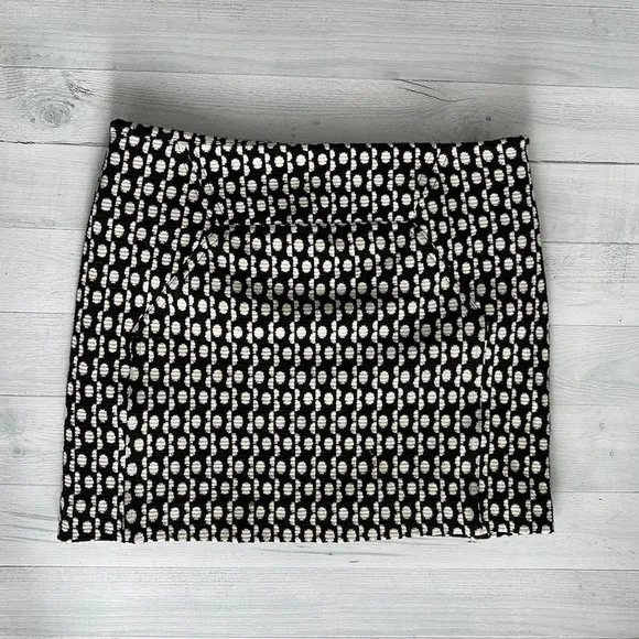 Diane Von Furstenberg Black &amp; White Wool Mini Skirt Size 6/M