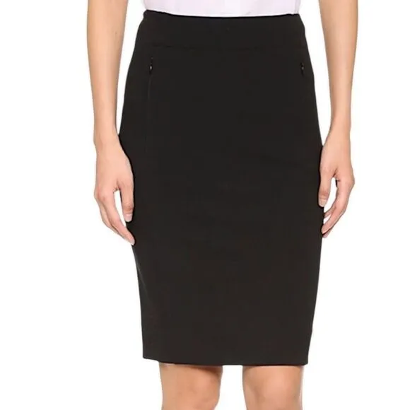 Diane Von Furstenberg DVF Pencil Skirt with Pockets, Size 2, Black NWOT