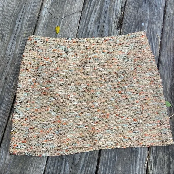 Diane Von Furstenberg Kawa Mini Skirt Multi Print Neutral Tweed New Women’s Sz 6