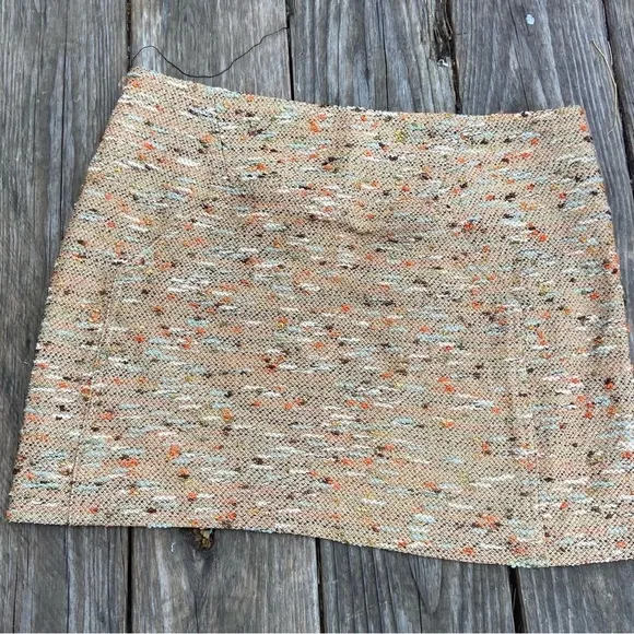 Diane Von Furstenberg Kawa Mini Skirt Multi Print Neutral Tweed New Women’s Sz 6