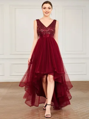 Dina high low plus size dress in burgundy Express NZ wide