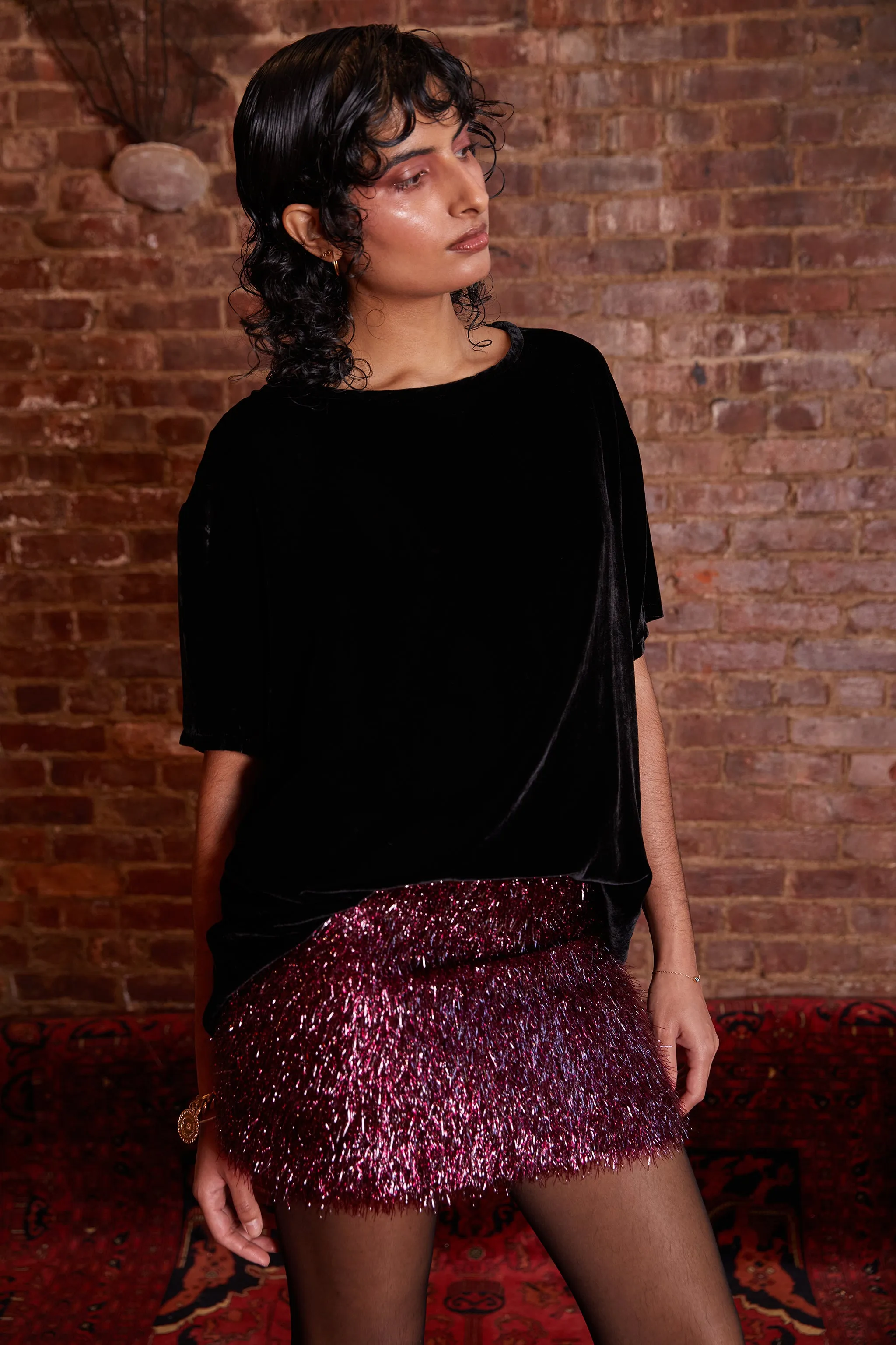 Disco Frill Mini Skirt - Red