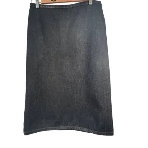 DKNY Black Leather Trimmed Pencil Jean Skirt 4 Small