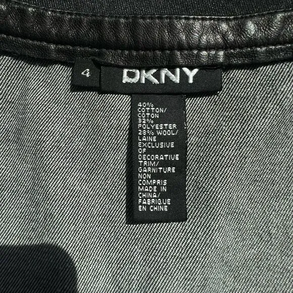 DKNY Black Leather Trimmed Pencil Jean Skirt 4 Small