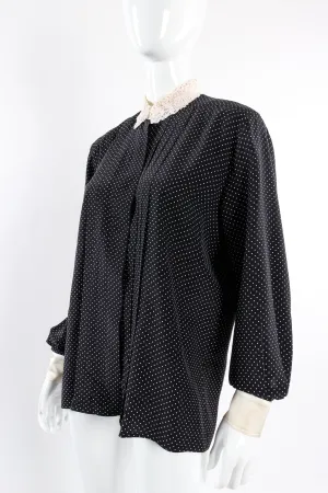 Dotted Crochet Collar Blouse
