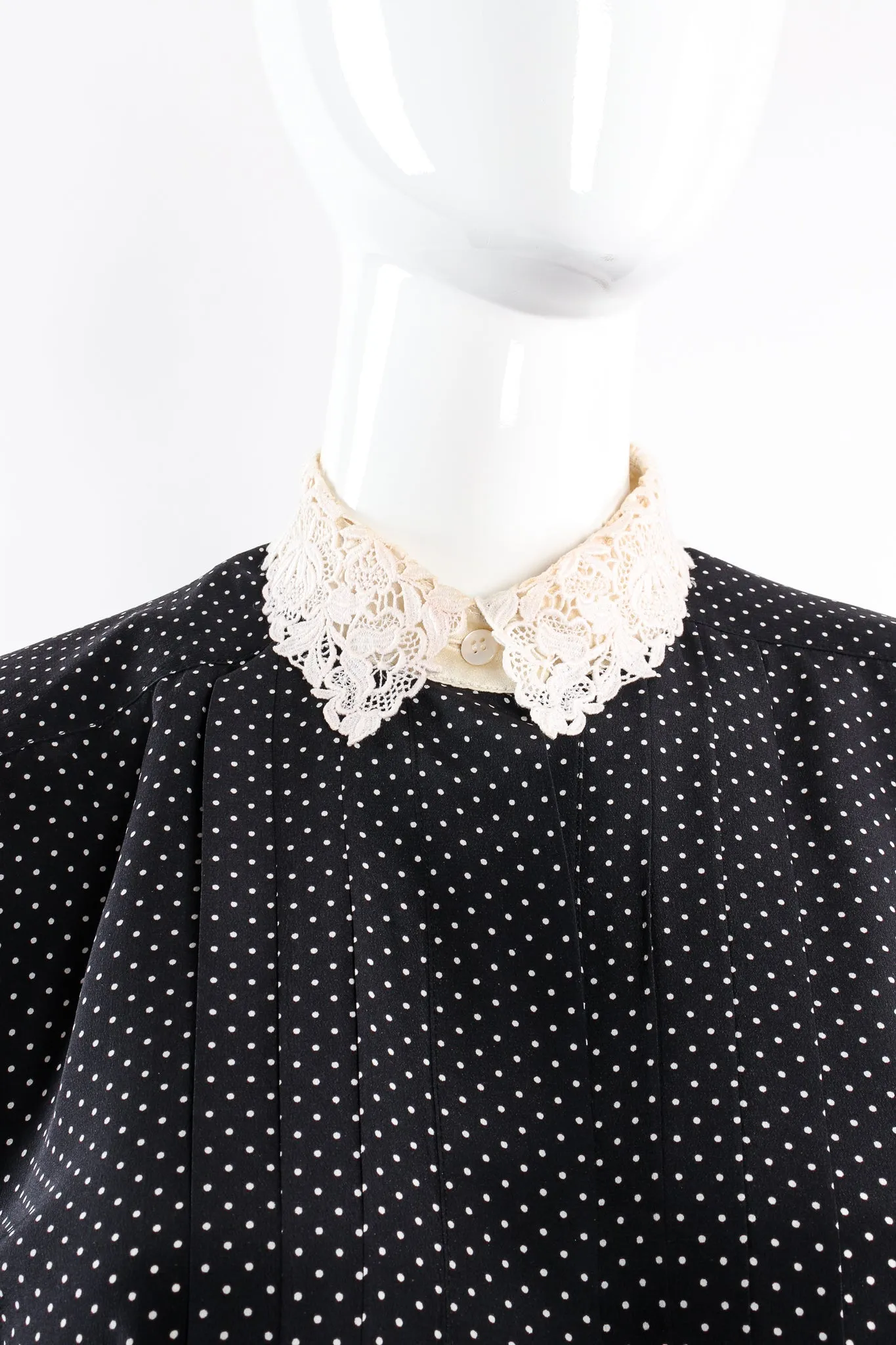 Dotted Crochet Collar Blouse
