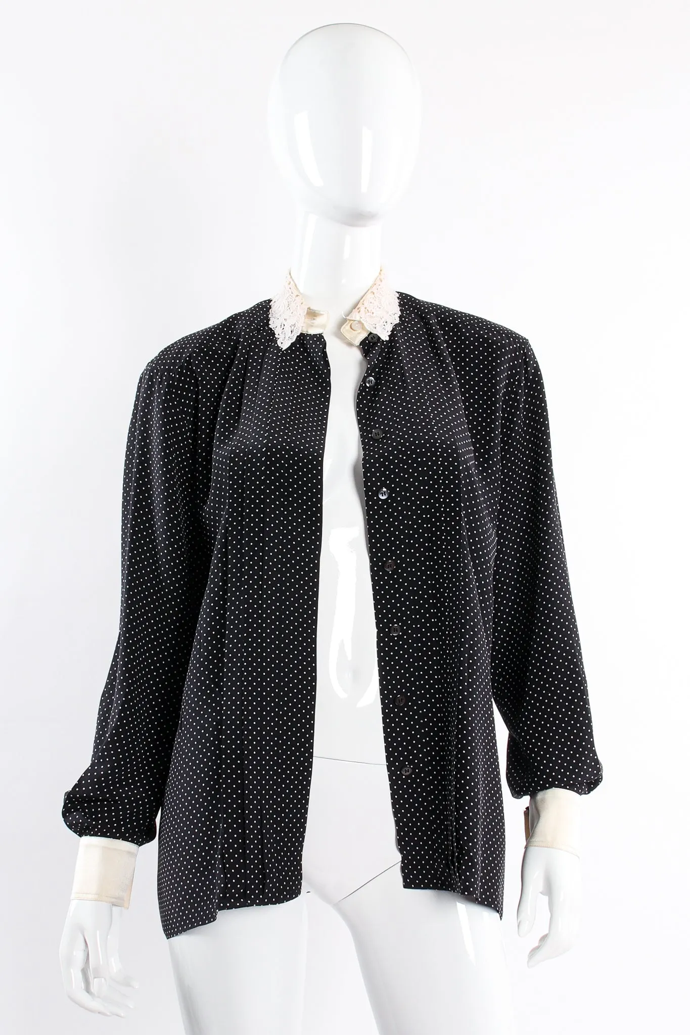 Dotted Crochet Collar Blouse