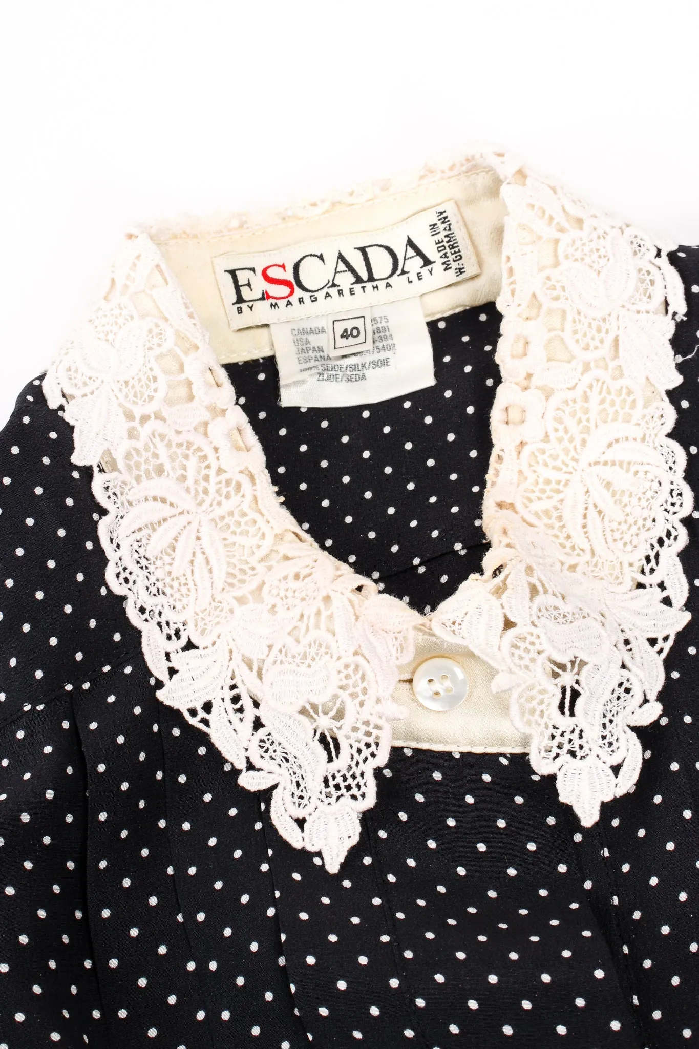 Dotted Crochet Collar Blouse