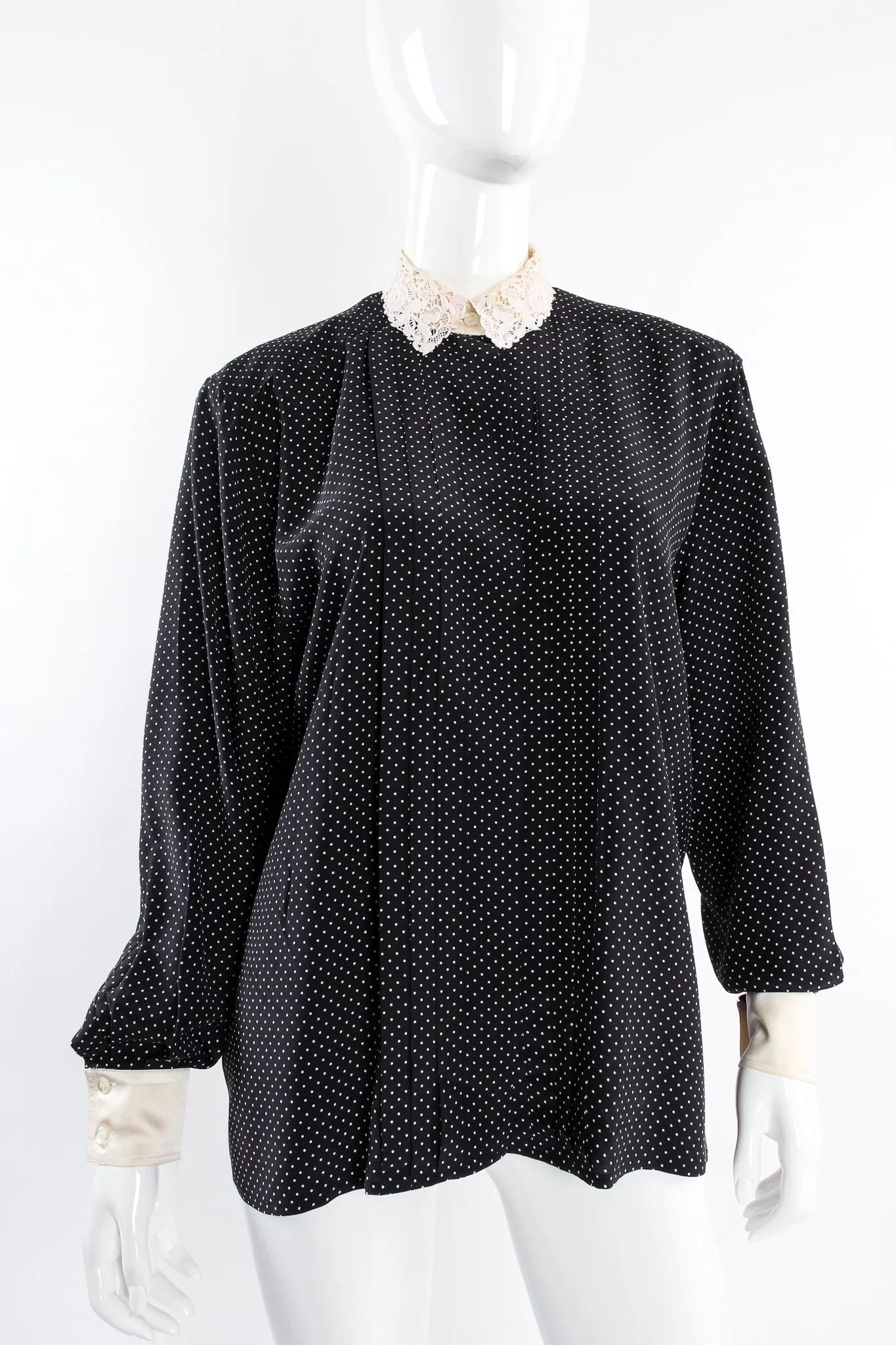 Dotted Crochet Collar Blouse