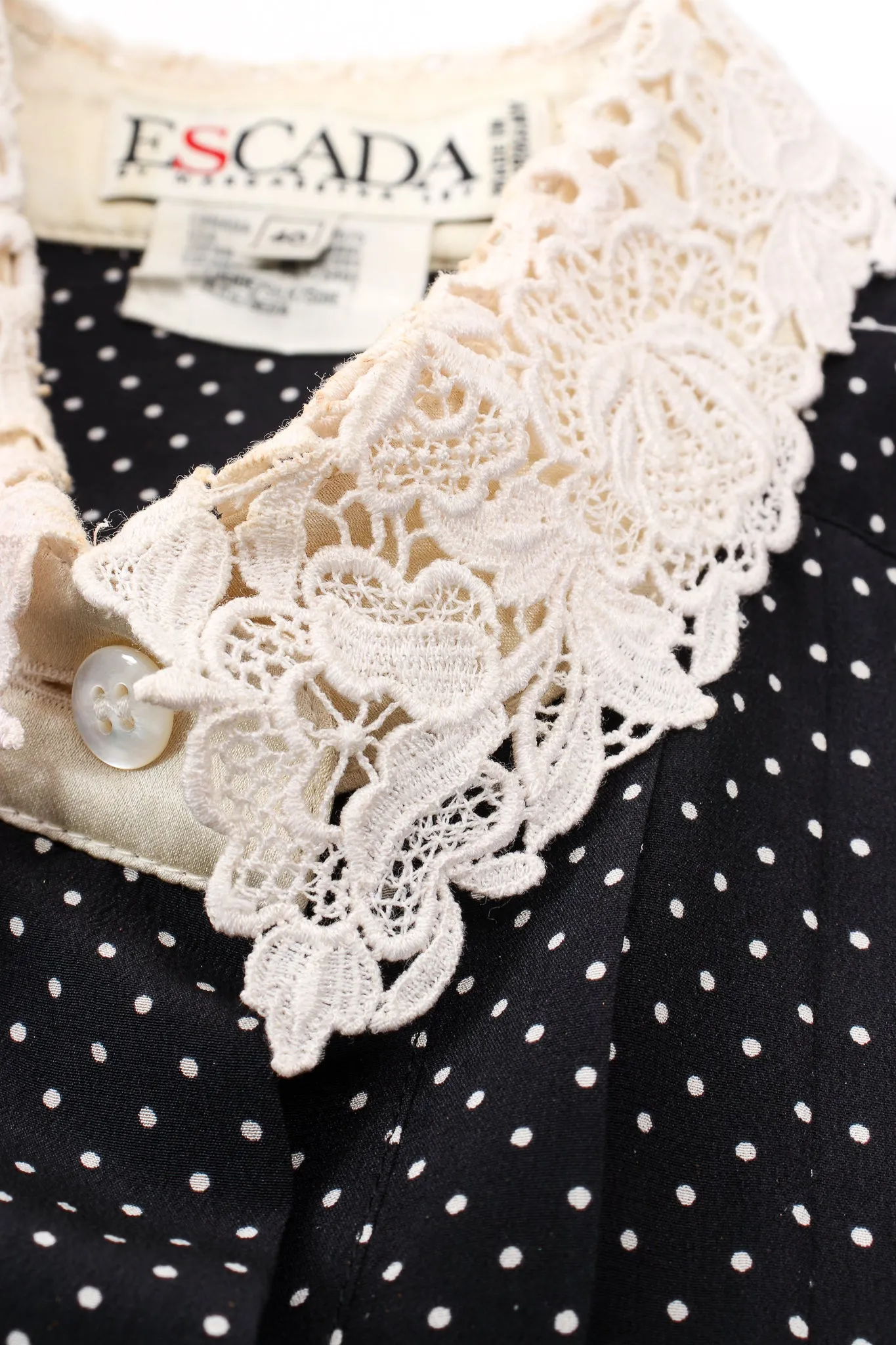 Dotted Crochet Collar Blouse