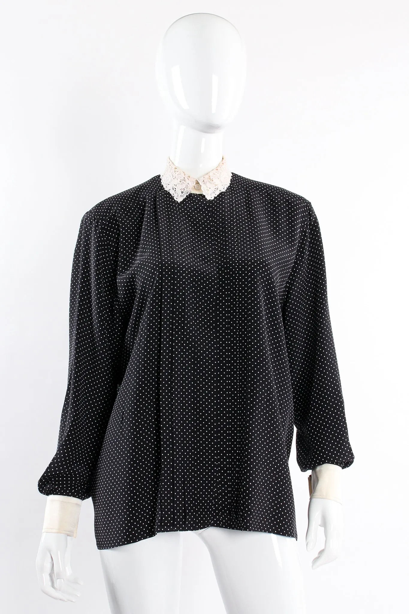 Dotted Crochet Collar Blouse