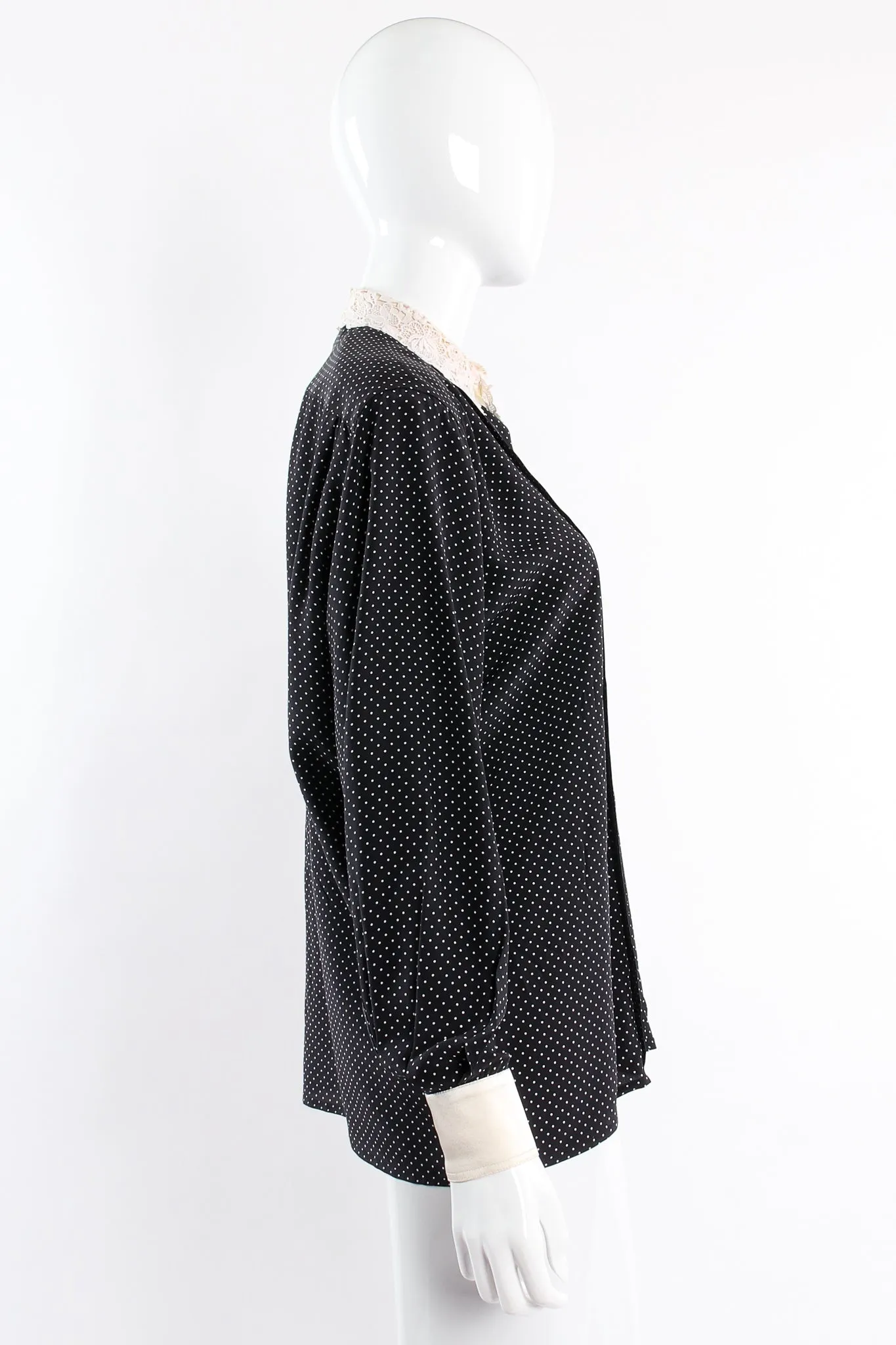 Dotted Crochet Collar Blouse