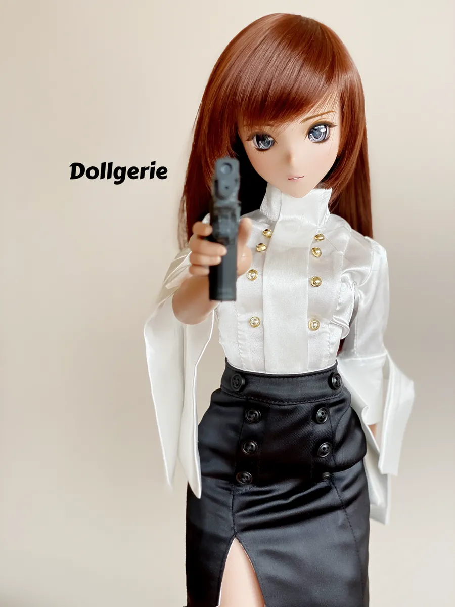 Double Breasted Slim Fit Satin White Blouse