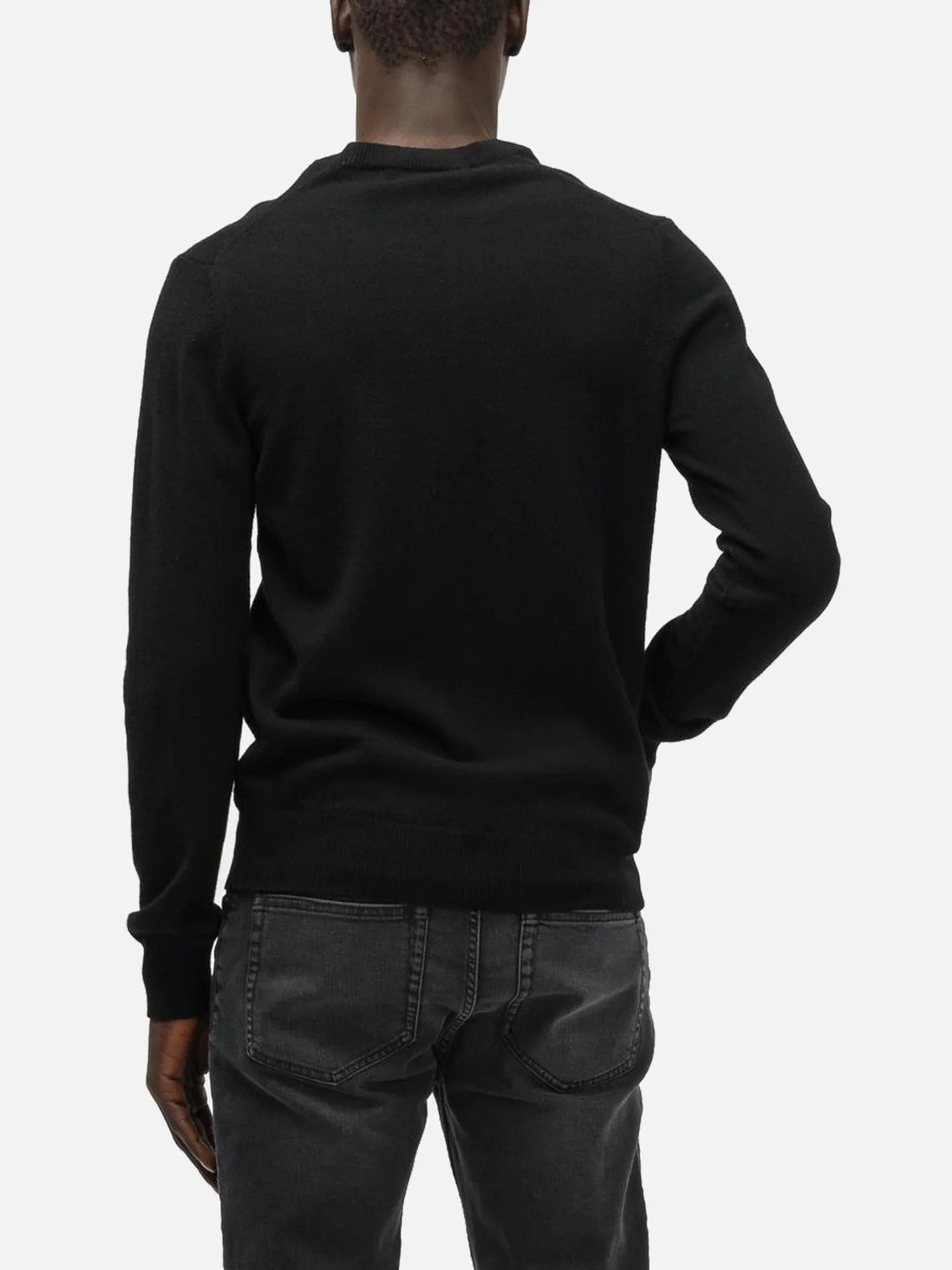 Double Eye V Neck Sweater - Black