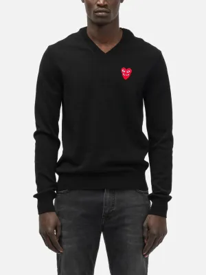 Double Eye V Neck Sweater - Black