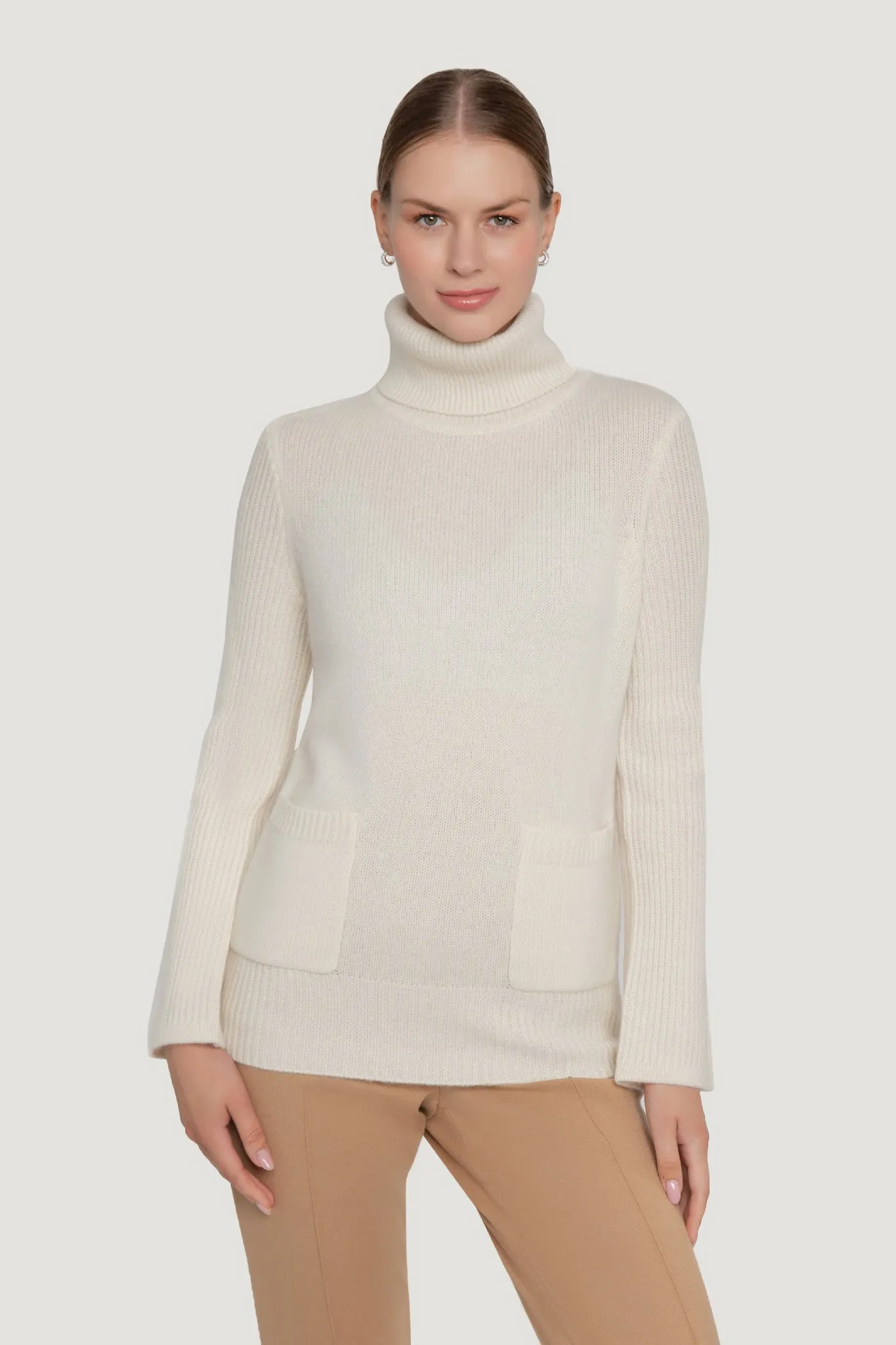 Double Pocket Cashmere Turtleneck Sweater