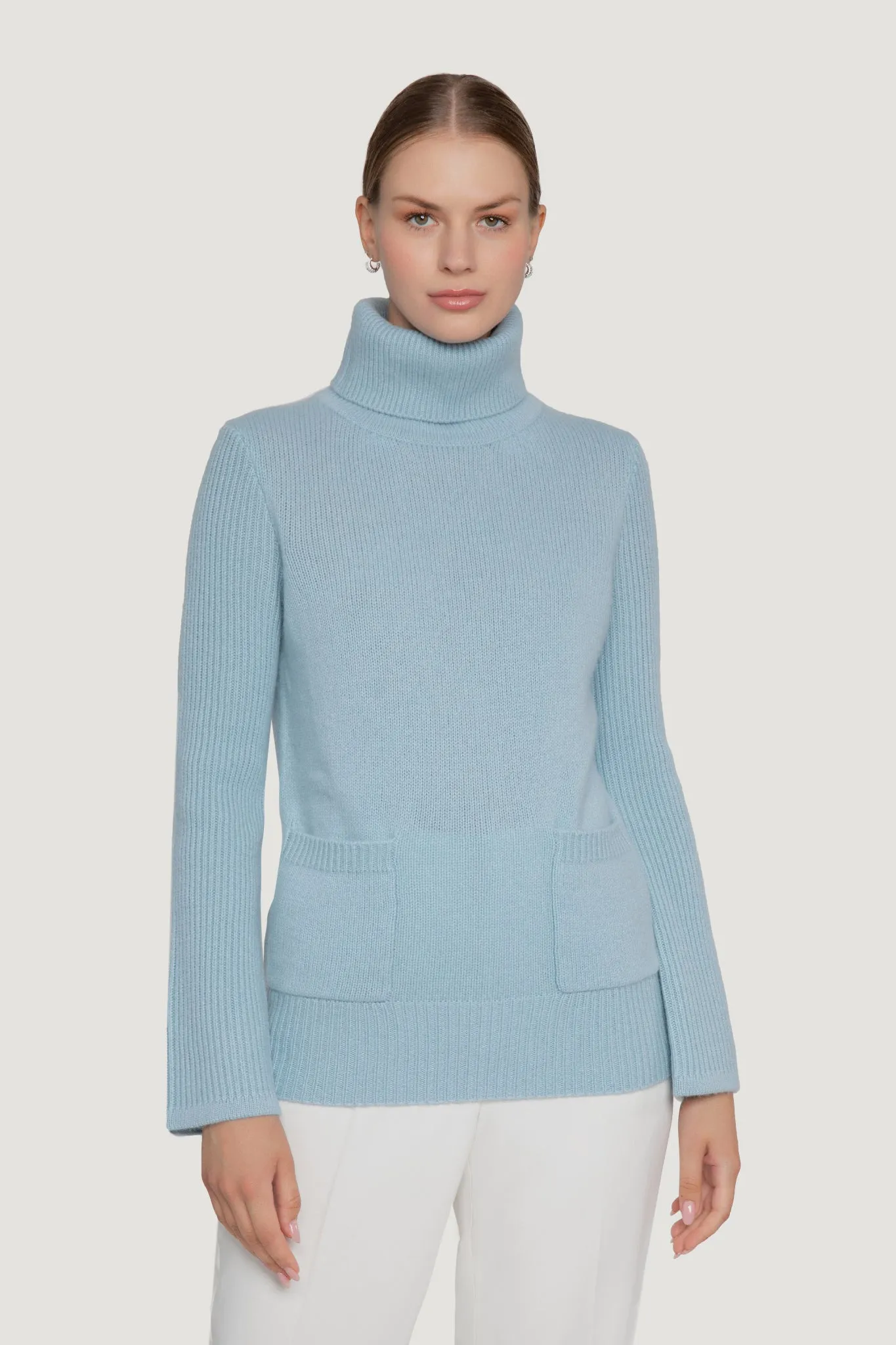 Double Pocket Cashmere Turtleneck Sweater