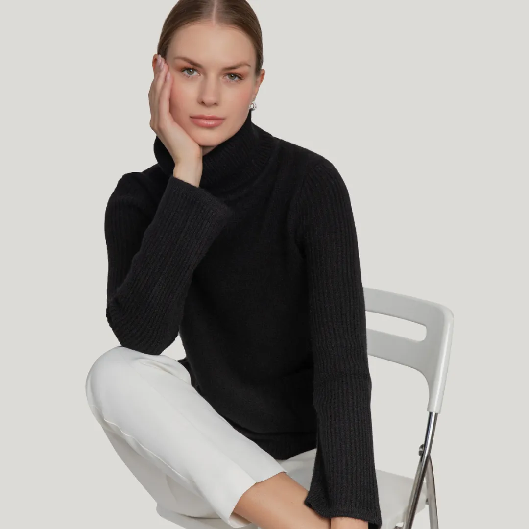Double Pocket Cashmere Turtleneck Sweater