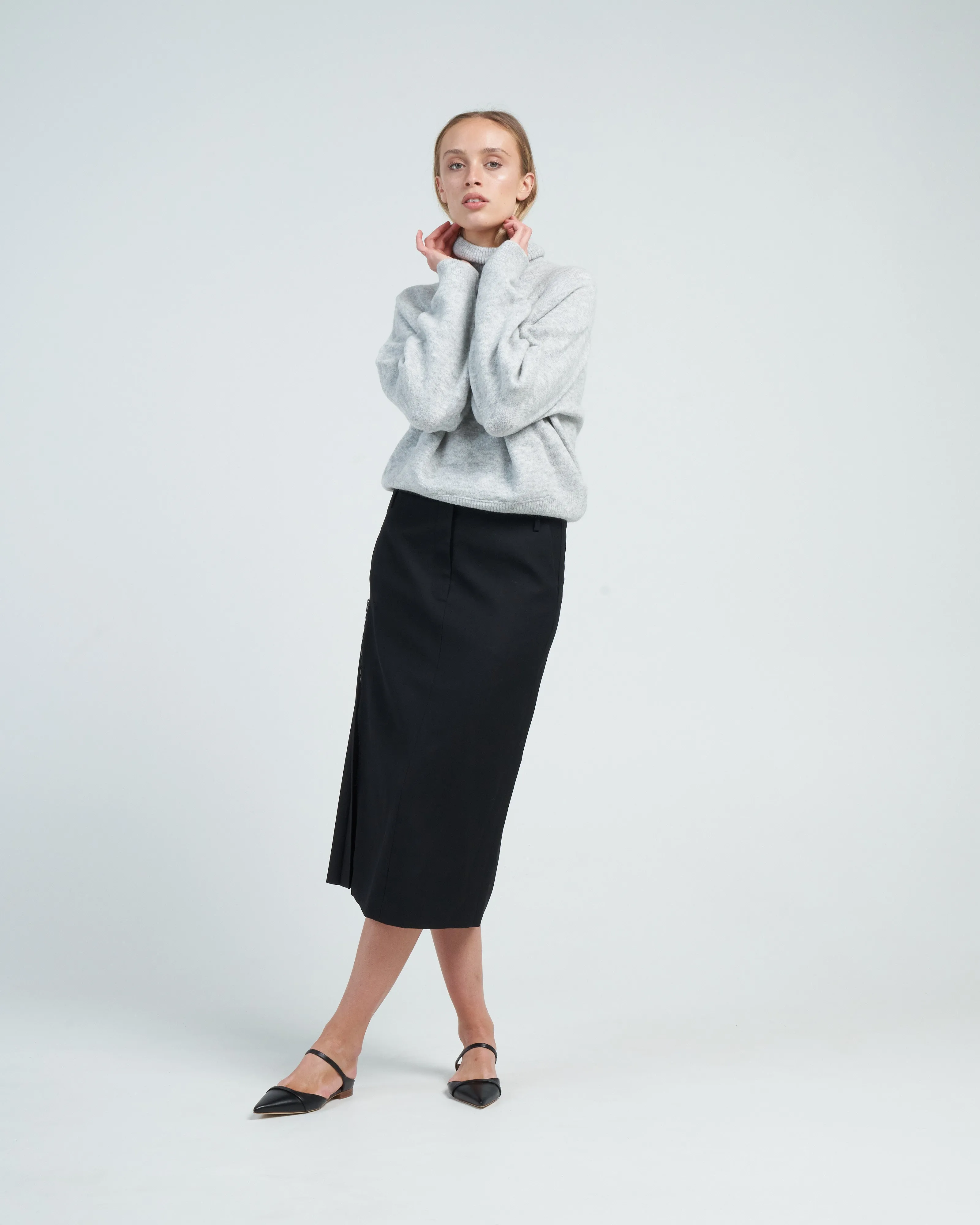douillet tneck easy pullover - light heather grey
