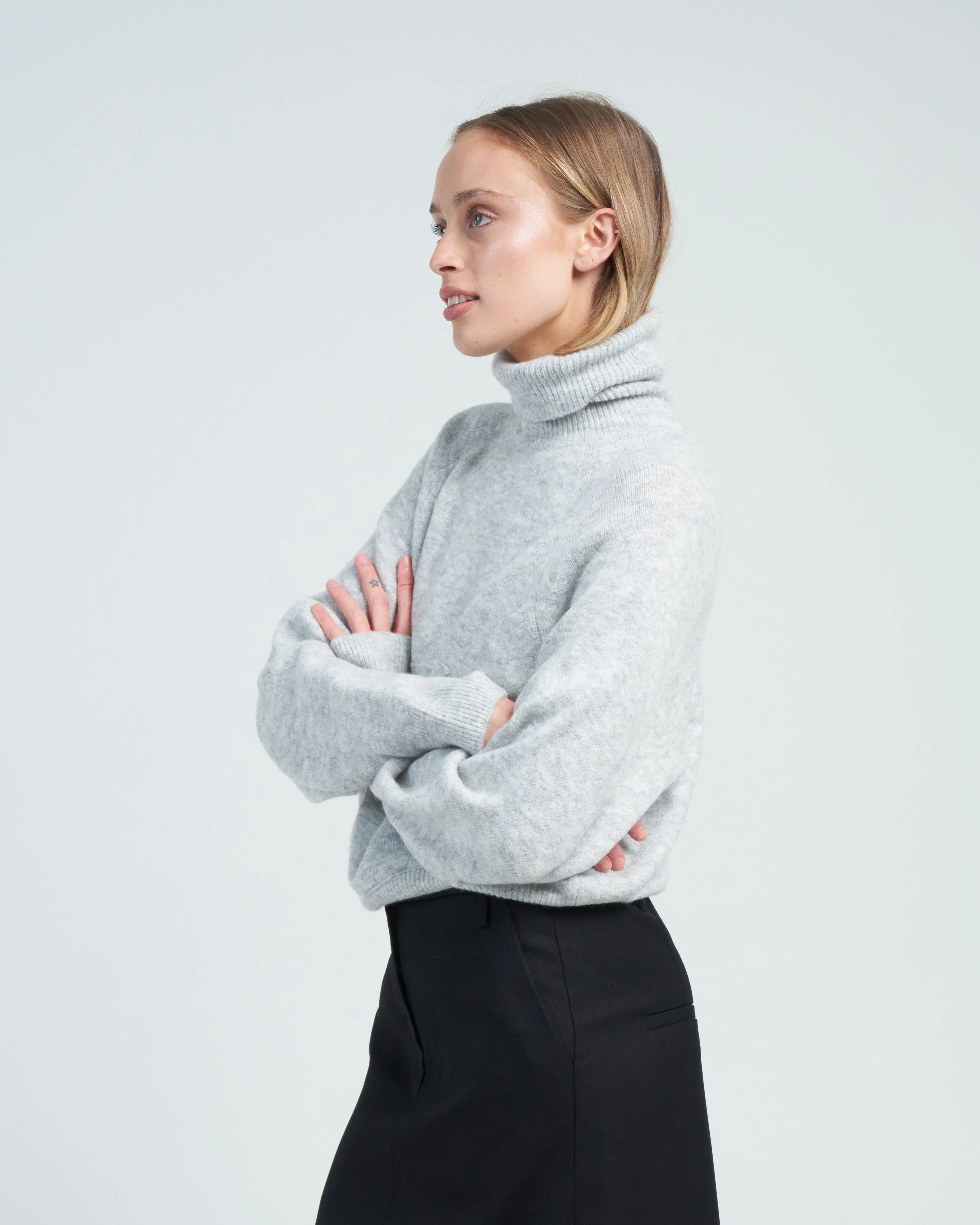douillet tneck easy pullover - light heather grey