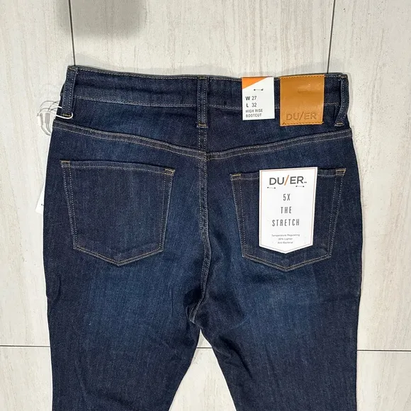 DUER NWT Women's Performance Denim Boot Cut in Dark Stone 27&quot;x32&quot;
