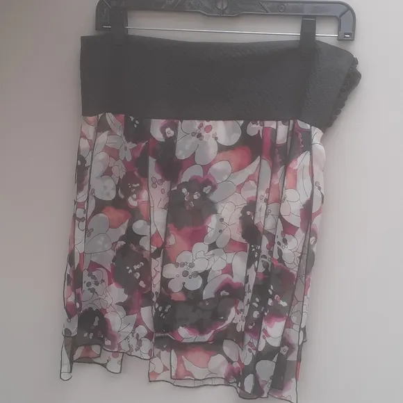 DVF SKIRT silk pink floral Car Wash Fringe Mini 6