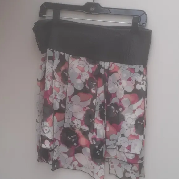 DVF SKIRT silk pink floral Car Wash Fringe Mini 6