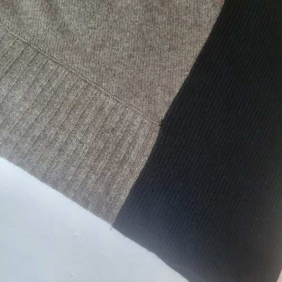 Eileen Fisher Gray and Black Wool Yak Asymmetric Sweater