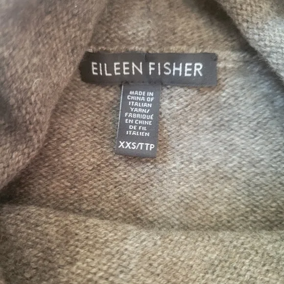 Eileen Fisher Gray and Black Wool Yak Asymmetric Sweater