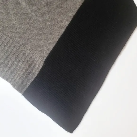 Eileen Fisher Gray and Black Wool Yak Asymmetric Sweater