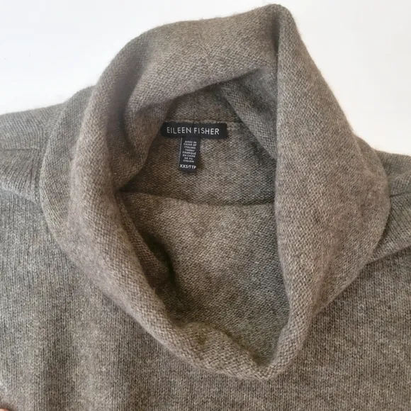 Eileen Fisher Gray and Black Wool Yak Asymmetric Sweater