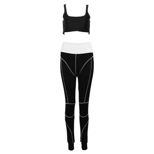 Elastic Crop Top Legging Pants Set