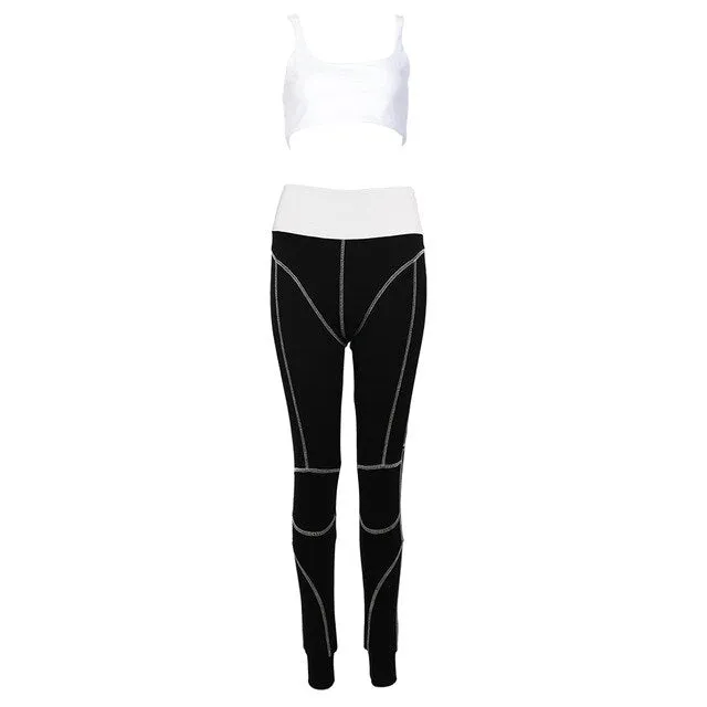 Elastic Crop Top Legging Pants Set