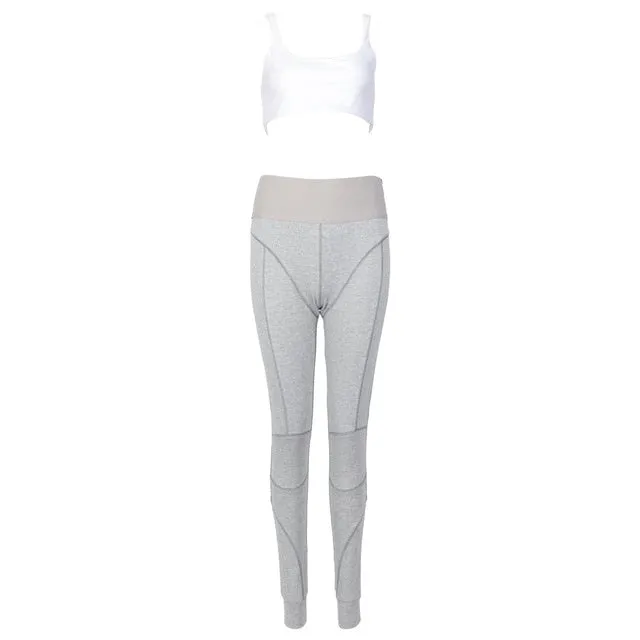 Elastic Crop Top Legging Pants Set