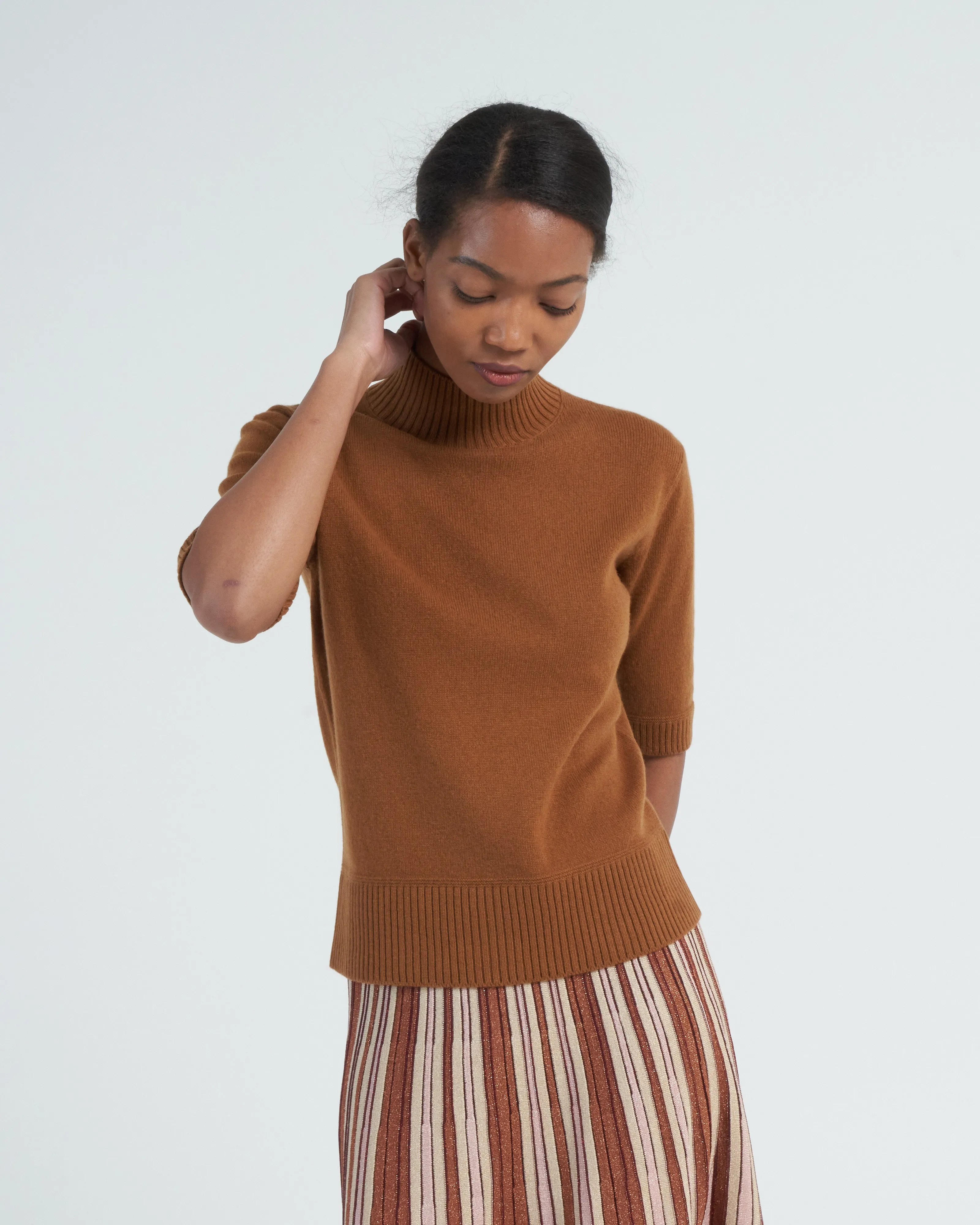 elbow sleeve turtleneck - vintage vicuna