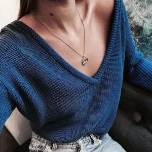 Elegant Autumn Knitted V Neck Sweater
