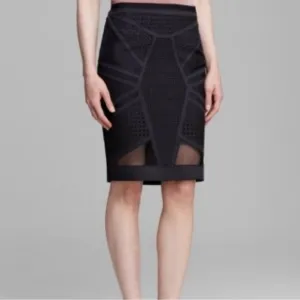 Elie Tahari Kim Pencil Skirt Black Eyelet Mesh Bergdorf Women’s Size 0