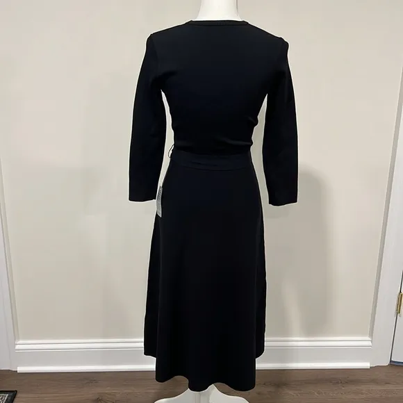 Eliza J Black Fit and Flare Belted Dress Size Small