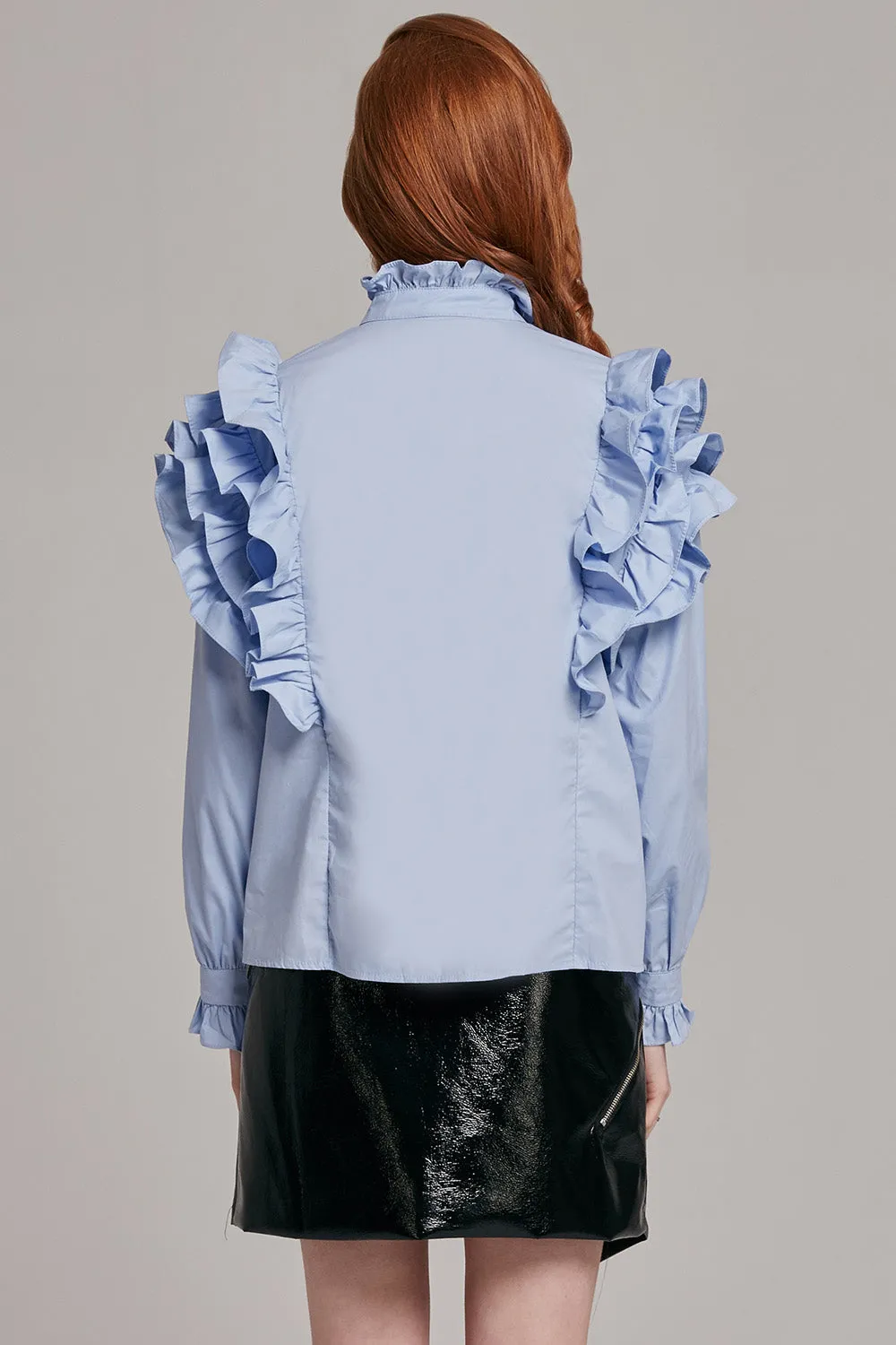 Ellie High Neck Ruffle Blouse