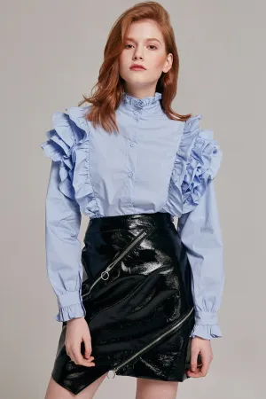 Ellie High Neck Ruffle Blouse