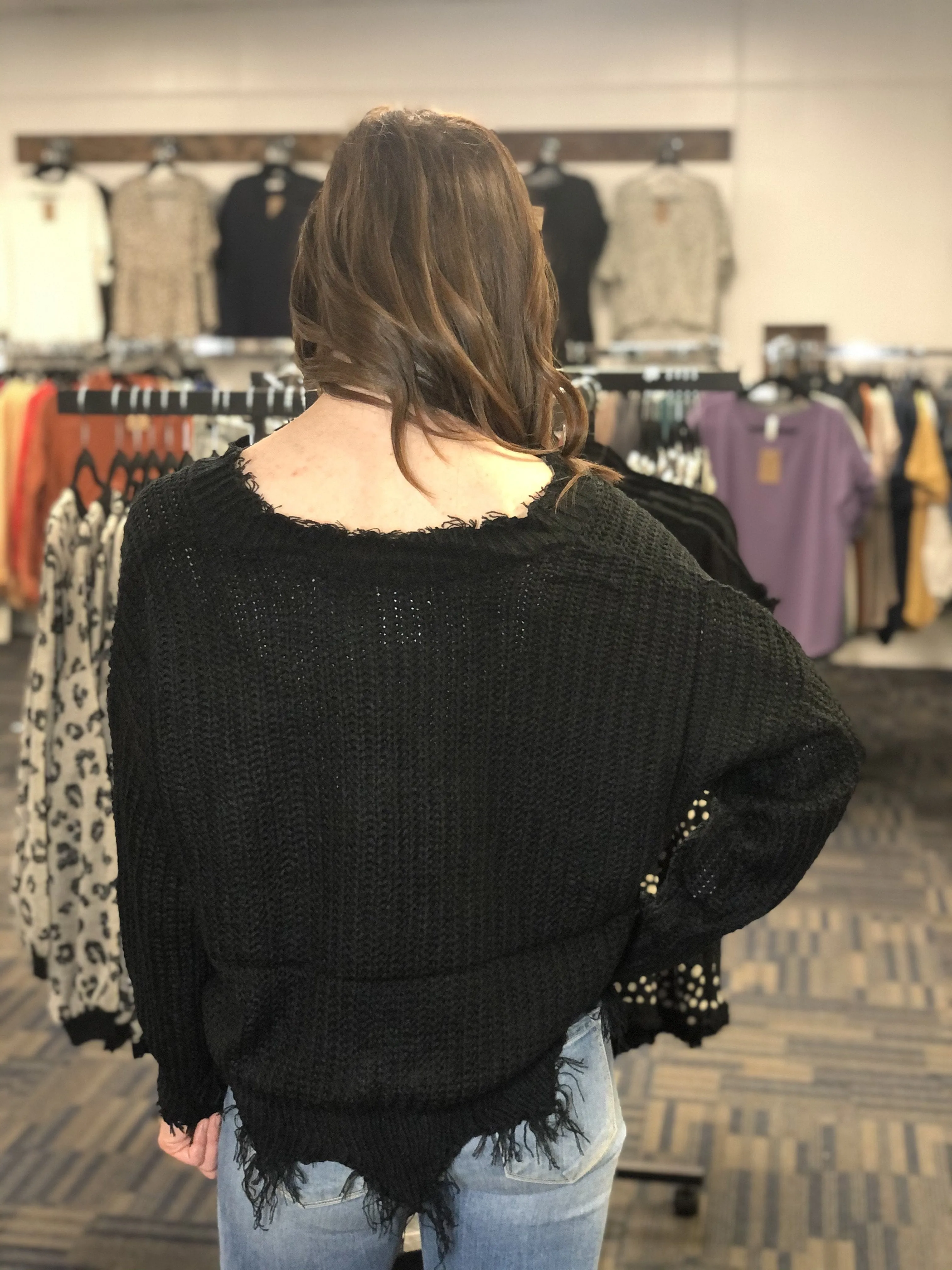 Ember Frayed V-Neck Sweater-4 Colors Available