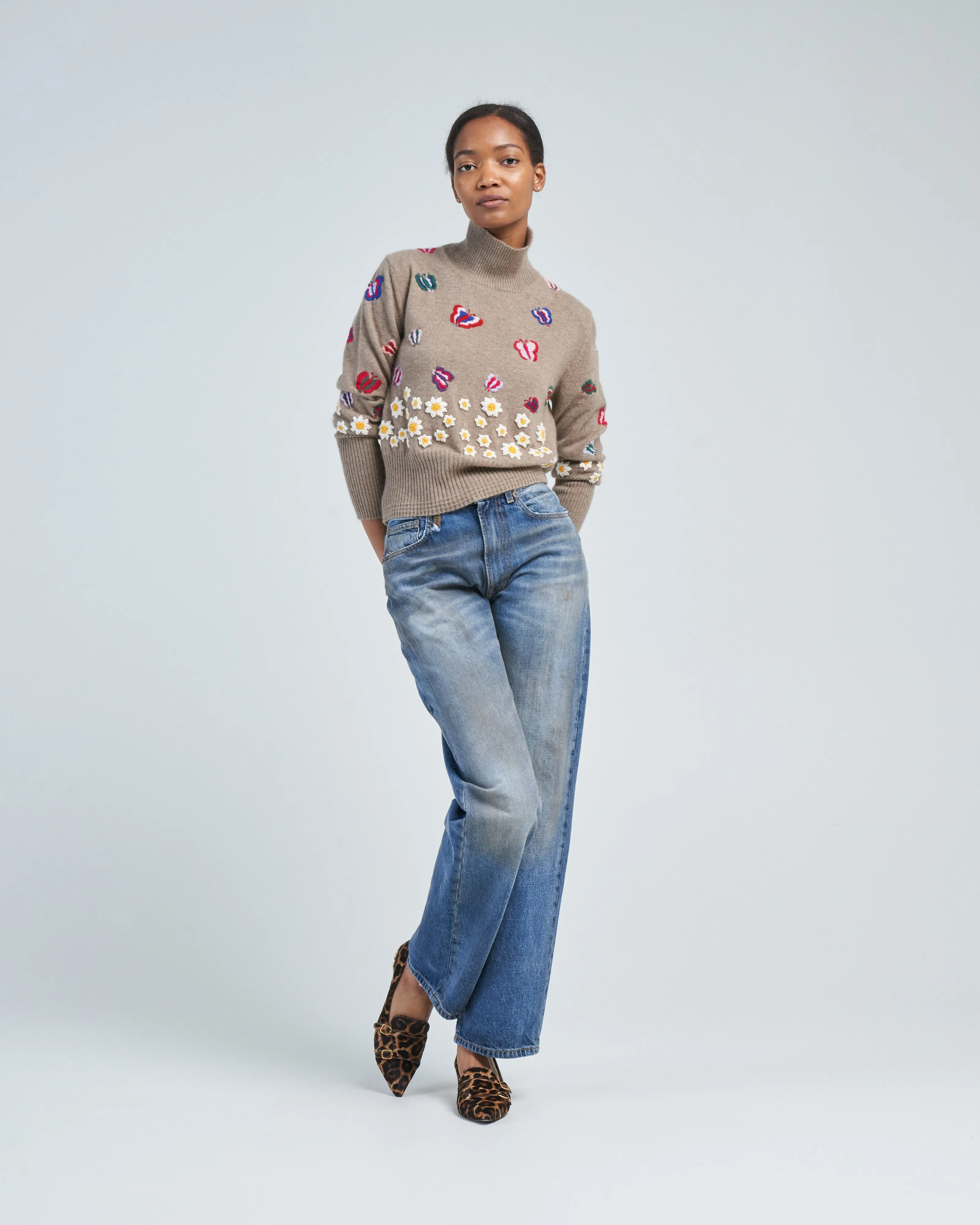 embroidered cashmere turtleneck