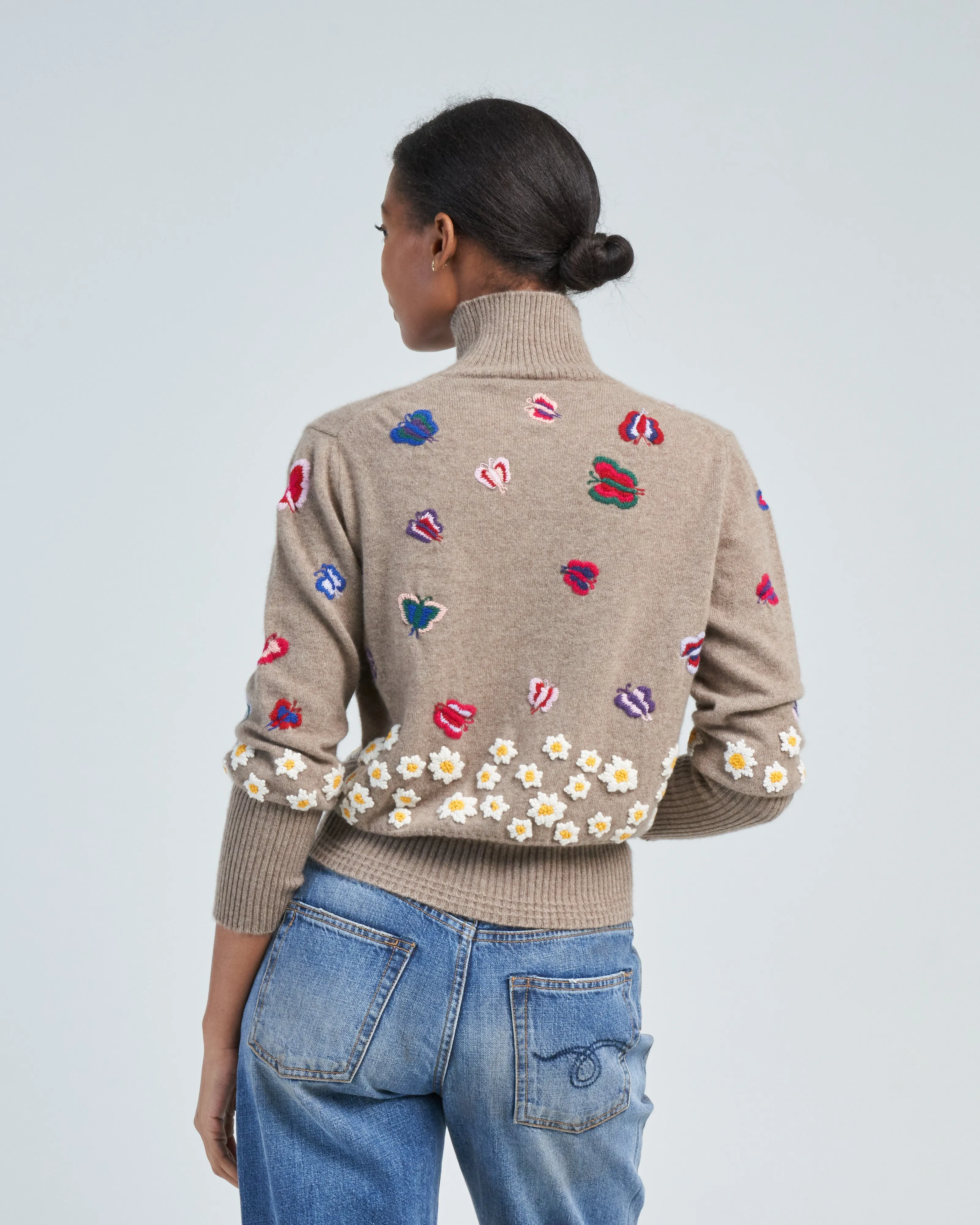 embroidered cashmere turtleneck